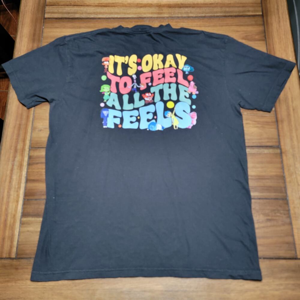 Inside Out Black Unisex Tee "It's Okay To Feel All The Feels" - Size Large